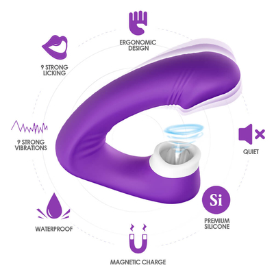 Wijfje 2 die in 1 Geslachtstong Vibrator, Volwassen het Geslachtsspeelgoed likken van Nieuwigheidsclit