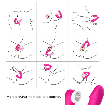 Wijfje 2 die in 1 Geslachtstong Vibrator, Volwassen het Geslachtsspeelgoed likken van Nieuwigheidsclit