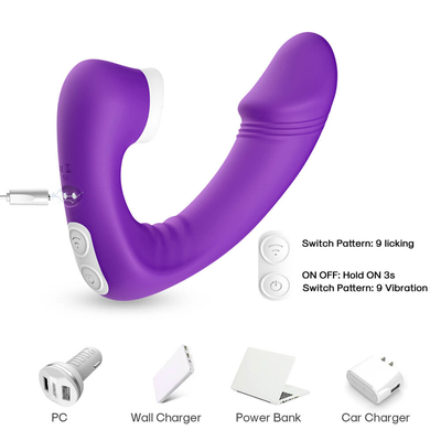 Wijfje 2 die in 1 Geslachtstong Vibrator, Volwassen het Geslachtsspeelgoed likken van Nieuwigheidsclit