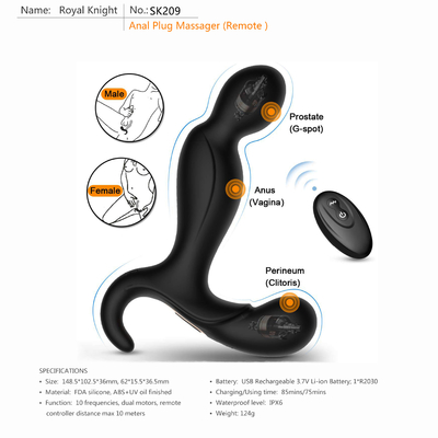 ODM OEM 80 Mins-Prostate Anale Vibrator Li Ion Battery van het Afstandsbediening de Volwassen Speelgoed