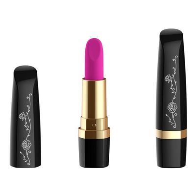 100mm 6V 50 de Zwarte Rose Sex Toys Pink Lipstick Vibrator van Mins voor het Stuk speelgoed van het Meisjesgeslacht