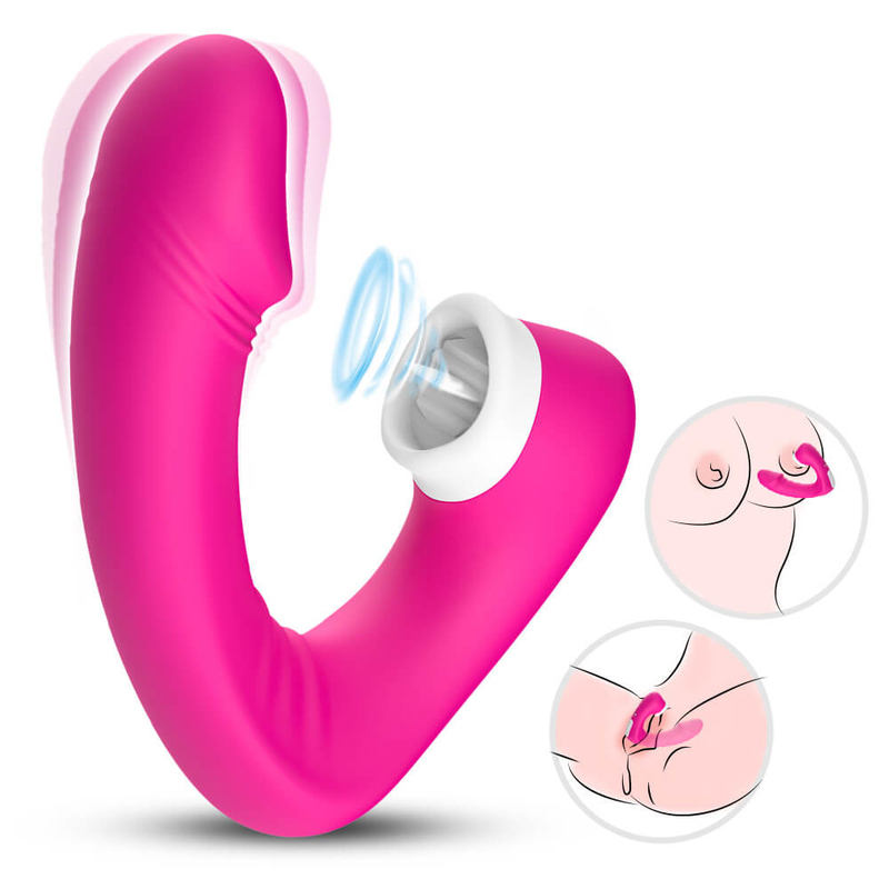 Wijfje 2 die in 1 Geslachtstong Vibrator, Volwassen het Geslachtsspeelgoed likken van Nieuwigheidsclit