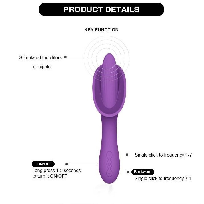Van de de Vibrator Mondelinge Tong van de Clitkogel van de Stimulator Zachte Dildo Vibrator 166.5*73.6*56.5mm