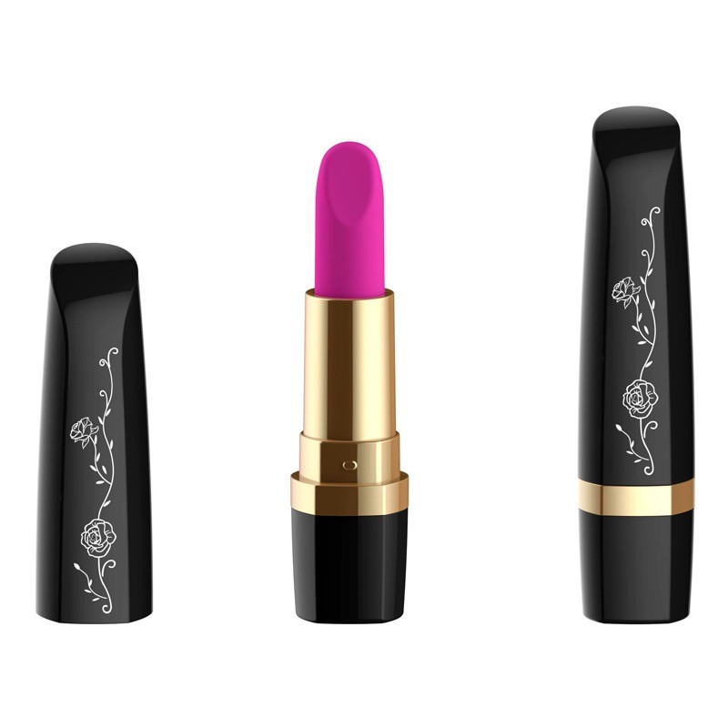 100mm 6V 50 de Zwarte Rose Sex Toys Pink Lipstick Vibrator van Mins voor het Stuk speelgoed van het Meisjesgeslacht